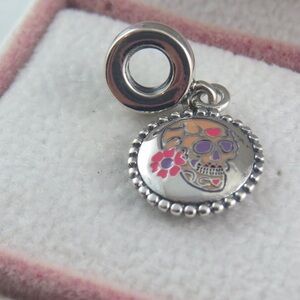 Pandora Skull Charm Mexico Day of the Dead Charm Pink Sugar Skull Charm (T24)